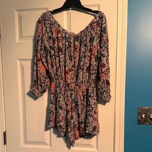 Free People off shoulder  Multicolor Patterned romper
